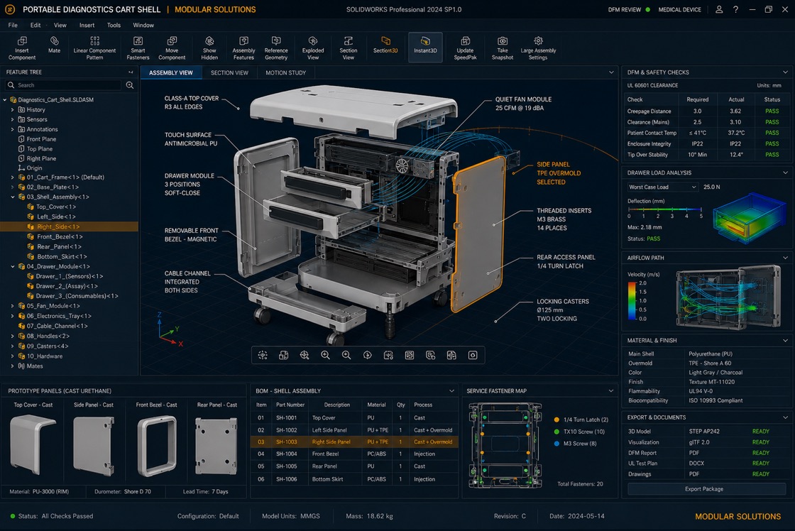 Portable Diagnostics Cart Shell project visual