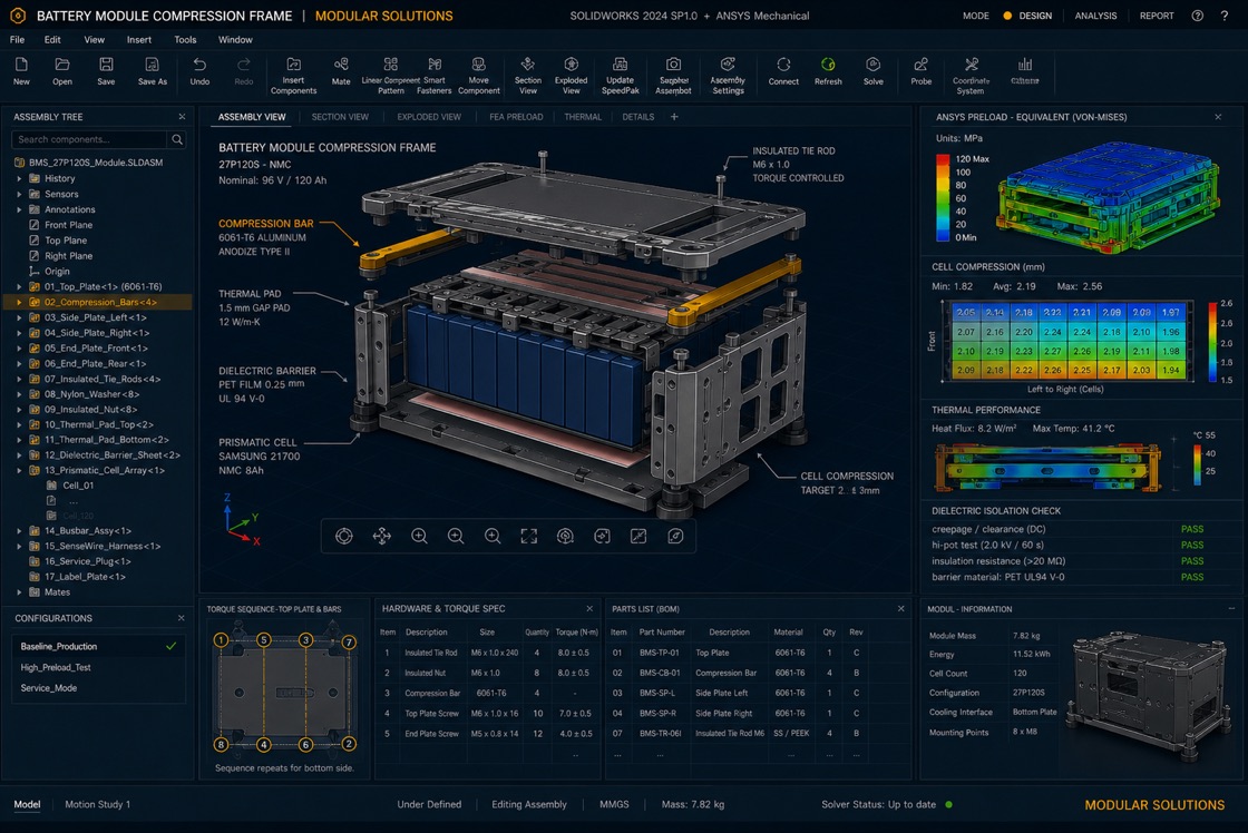 Battery Module Compression Frame project visual