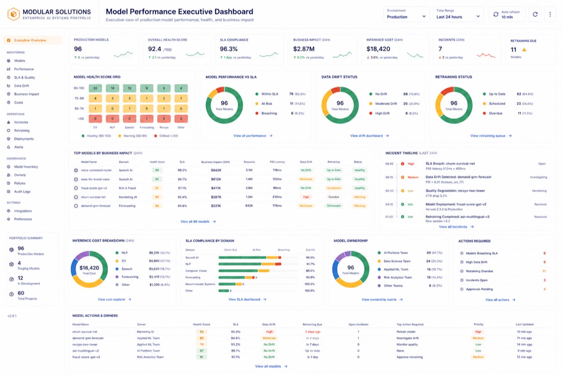 Model Performance Executive Dashboard project visual