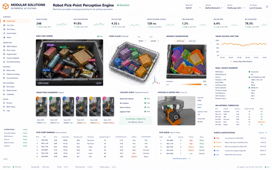 Robot Pick-Point Perception Engine project visual