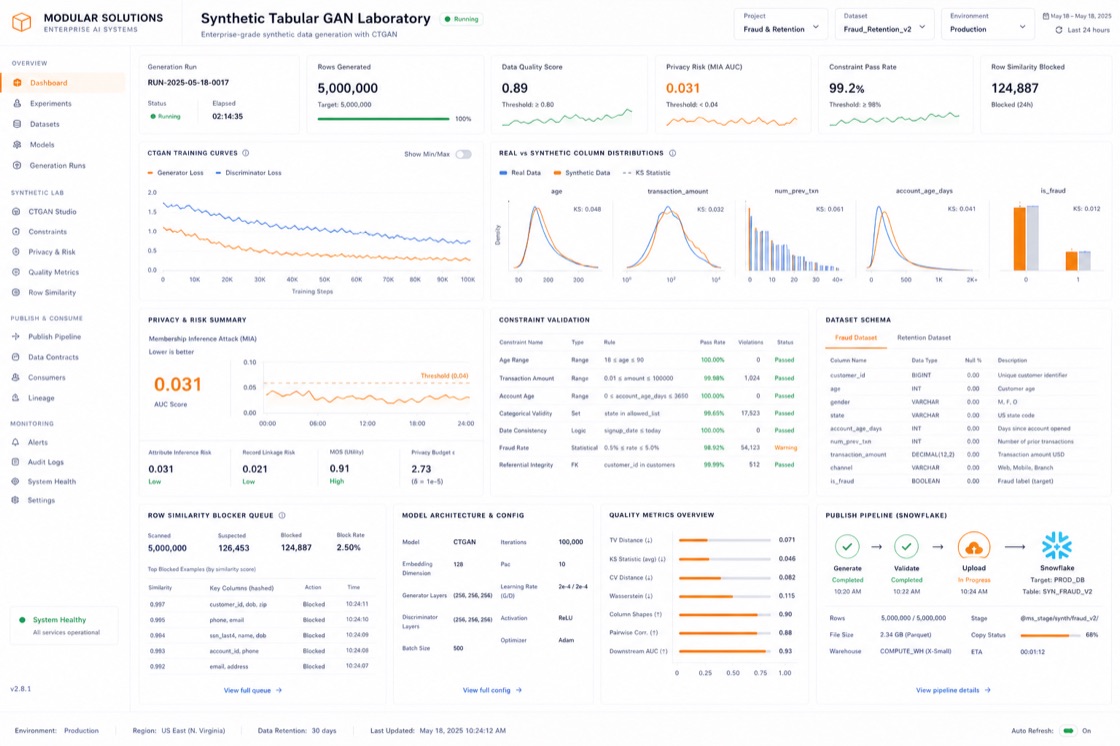 Synthetic Tabular GAN Laboratory project visual