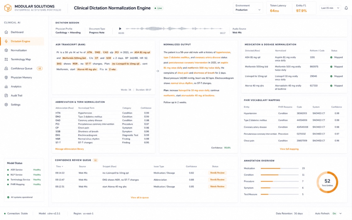 Clinical Dictation Normalization Engine project visual
