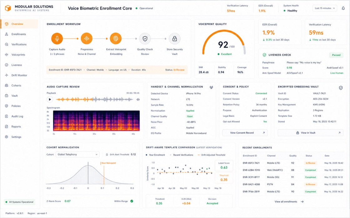 Voice Biometric Enrollment Core project visual